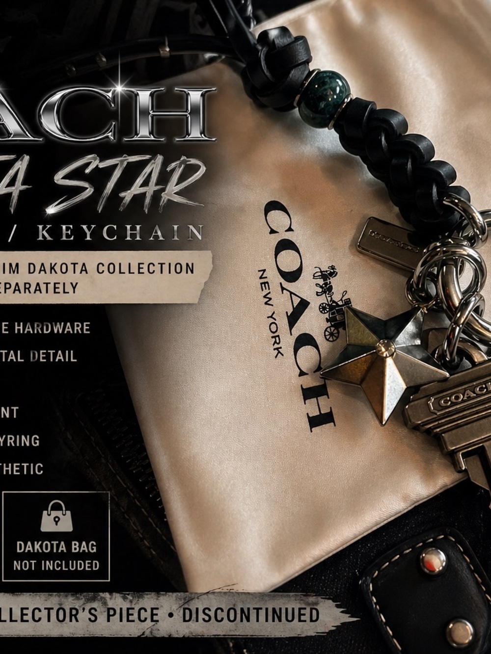 Rare Coach Dakota Star Bag Charm / Keychain